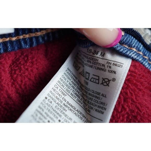 Old Navy Boyfriend Fleece-Lined Jeans 18-24M Dark‎ Wash Denim Cotton Polyester - Picture 5 of 5